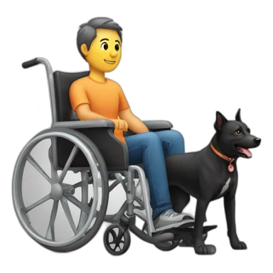 Chien et personne en fauteuil roulant sticker