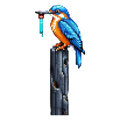 kingfisher bird on a tall tower sticker