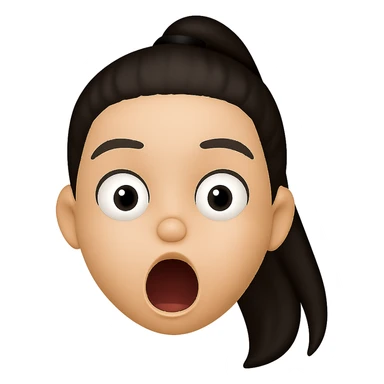 Create an emoji style head of this person with a shocked expression, transparent background. The style should resemble apple style emojis with concise details. sticker