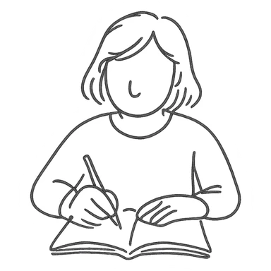 a human writing in a notebook sticker