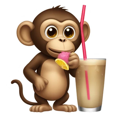 monkey sipping on a drink through a straw sticker