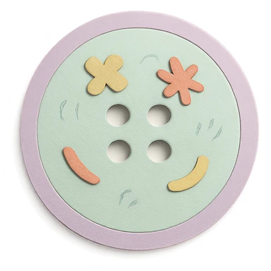 soft pastel round button icon with tiny doodles sticker