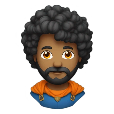 Un mec noir avec des cheveux de couleur bleu et orange moutard sur le visage des symboles doré. Des cornes de bélier orange moutard sticker