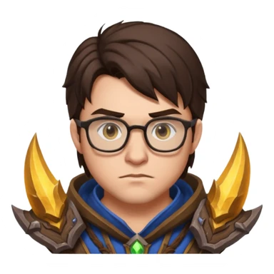 generate me a brunette man with glasses playing wow sticker