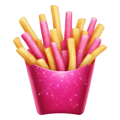 Hot pink French fries with glitter  sticker