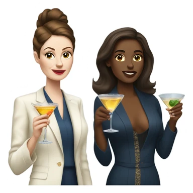 rich white women friends sipping martinis brunettes sticker