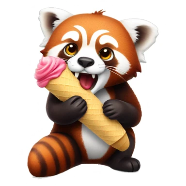 Red panda eating ice cream sticker