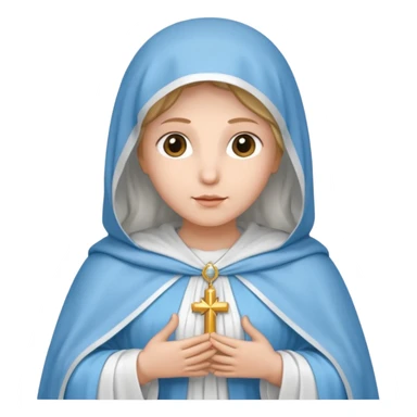 virgen maria catolica con vestido blanco y manto azul celeste de tes clara sticker