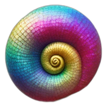 modern sculpture of a colorful sea snail on a golden glittering pedestal, zoomed-out view of the entire statue, 4K resolution sticker