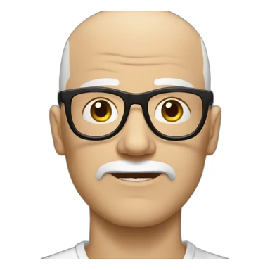 mad white bald male with thick black glasses sticker