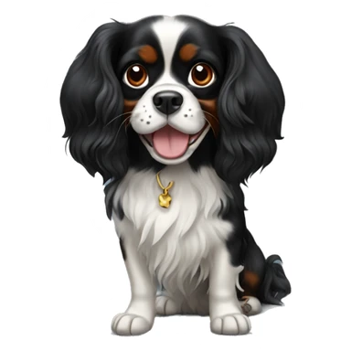 happy black king charles spaniel  sticker