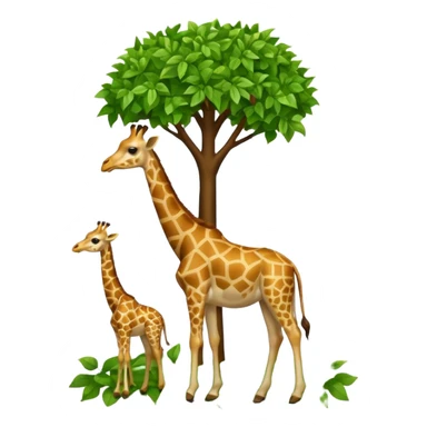 giraffe eating leaves from a tree sticker