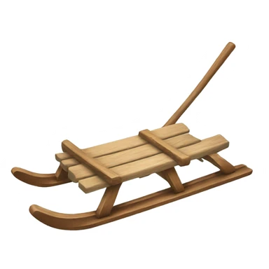 Realistic wooden sled sticker