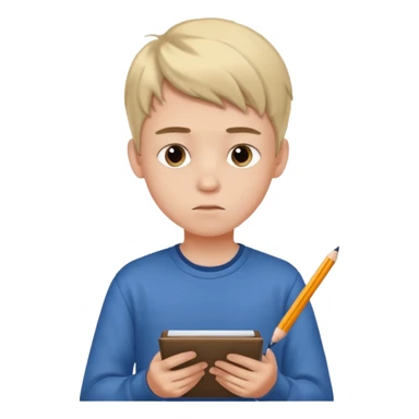 Teen boy drawing in notebook sticker