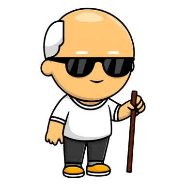 blind man with sunglasses and a walking stick sticker
