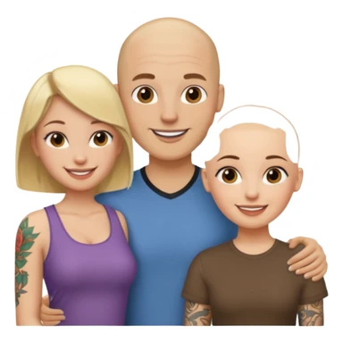 throuple blonde female brunette females bald tattoed male sticker