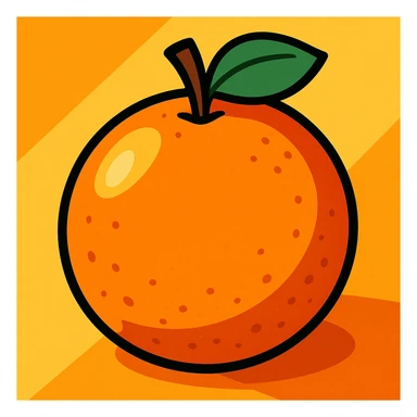 simple orange fruit, cartoon style, no text sticker