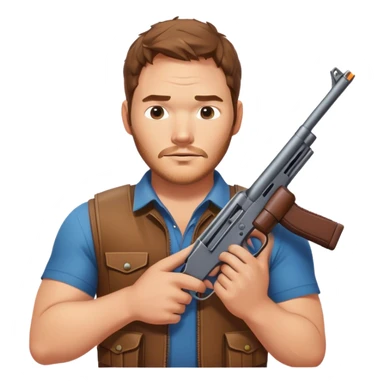 Chris Pratt with a gun sticker