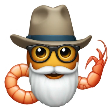 Shrimp with a beard, Texan hat and glasses  sticker