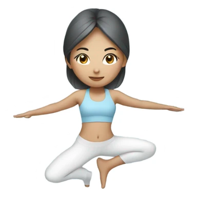 Asian girl doing yoga with light blue outfit sticker