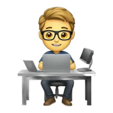 Video editor  Boy working in computer  sticker