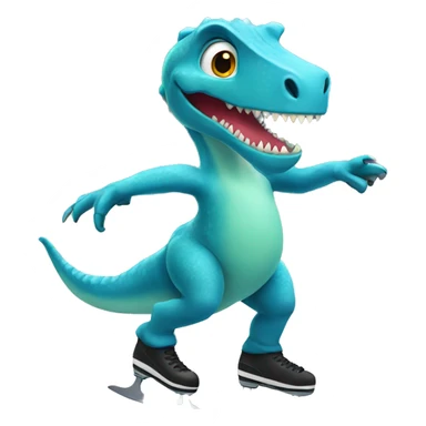 Ice skating dinosaur  sticker