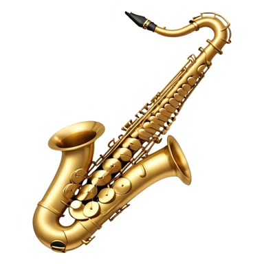 Cinematic Realistic Saxophone, smooth, curving brass body with a golden finish, soft reflections of warm light catching the details, a player’s fingers carefully pressing the keys, glowing with a jazzy, atmospheric charm. sticker