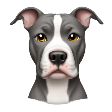 Pitbull, white and gray one ear up one ear down sticker
