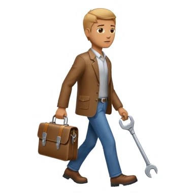 side profile of man walking with wrench in one hand and briefcase in the other sticker