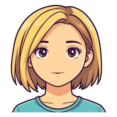 brunette girl with lots of blonde highlights and hazel eyes sticker