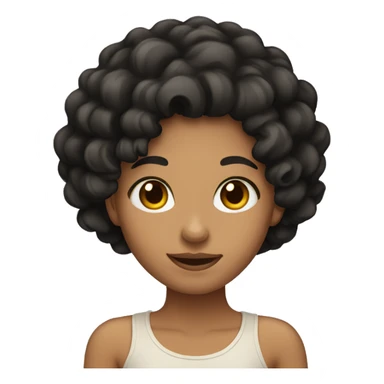 girl emoji with tan skin and black curly hair sticker