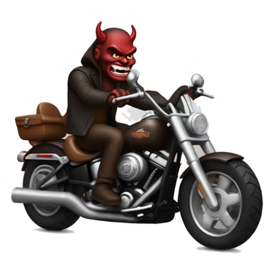 Devil riding a dark brown harley davidson  sticker