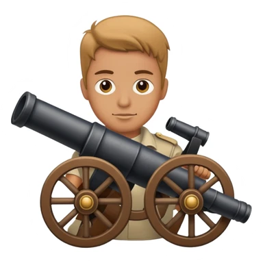 Man holding a cannon sticker