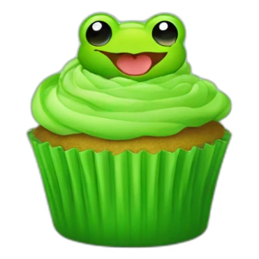 Happy bright green cupcake with a frog on top sticker