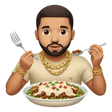 Drake wearing a chain eating a chipotle burrito bowl sticker