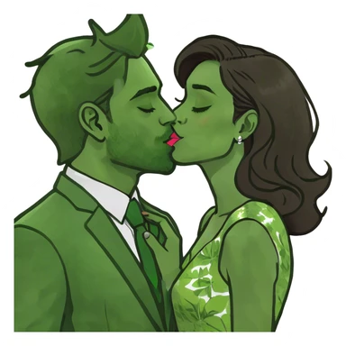 Kiss black man brunette girl sticker