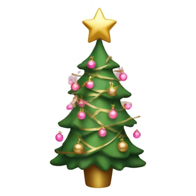 christmas tree with pink and gold decorations sticker