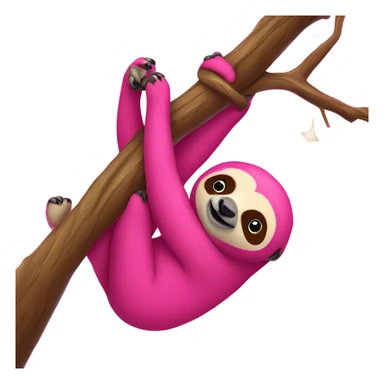 Hot pink sloth with glitter hanging on a tree  sticker