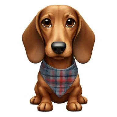 a dachshund with a plaid sticker