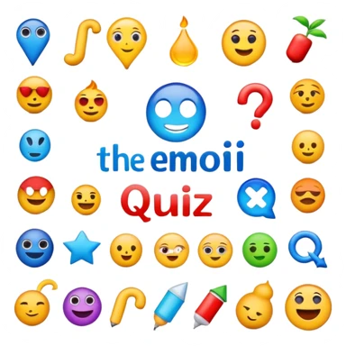 A title logo for "The Emoji Movie Quiz" with fun colorful movie and quiz elements sticker