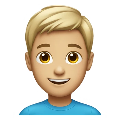 smiling boy in blue shirt sticker