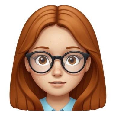 Une adolescente avec des taches de rousseurs, des grandes lunettes, des cheveux châtains clair longs et lisses et des yeux marrons  sticker