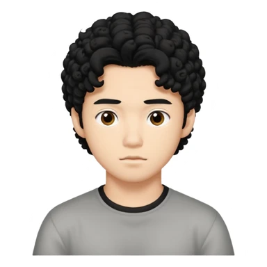 Wasian guy with black curly hair, inspired by Conan Gray sticker