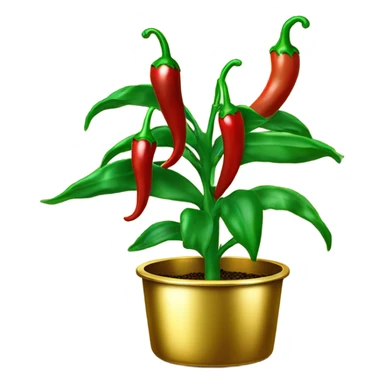 plant with red and green chili on in a gold pot sticker
