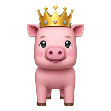 Minecraft pig full body pink blocky animal with square head wearing a crown sticker