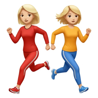 I want 2 women holding hands running in same direction, one is brunette, one is blonde sticker
