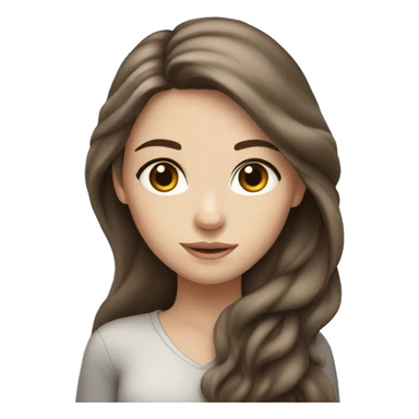 White girl with long voluminous brown hair, gray eyes sticker