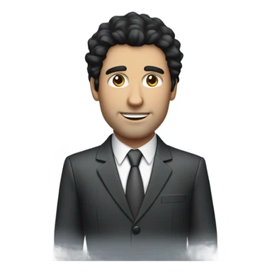 caucasian businessman black fluffy straight hair sticker