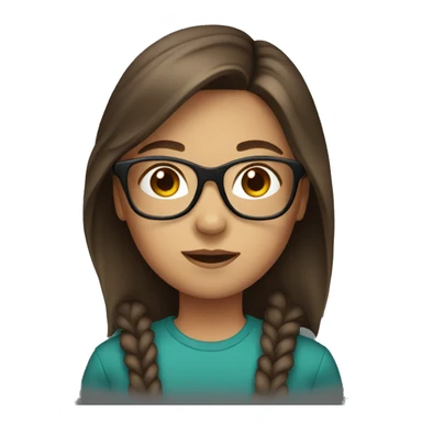 girl with brown hair and glasses sticker