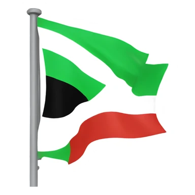 flag with 3 colors green, white and black. on the white color 3 red stars sticker